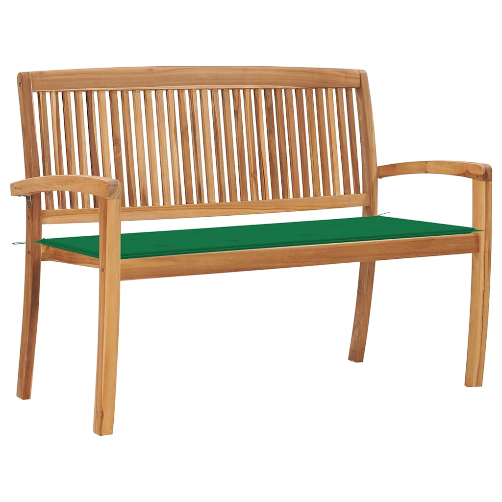 vidaXL Stackable Garden Bench with Cushion 128.5 cm Solid Teak Wood