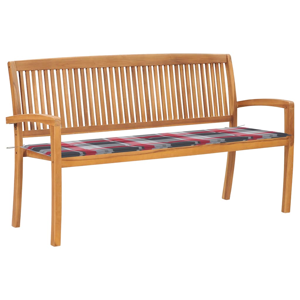 vidaXL Stackable Garden Bench with Cushion 128.5 cm Solid Teak Wood