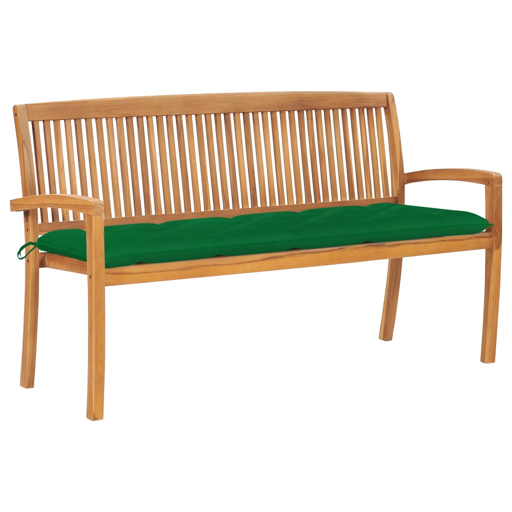 vidaXL Stackable Garden Bench with Cushion 128.5 cm Solid Teak Wood