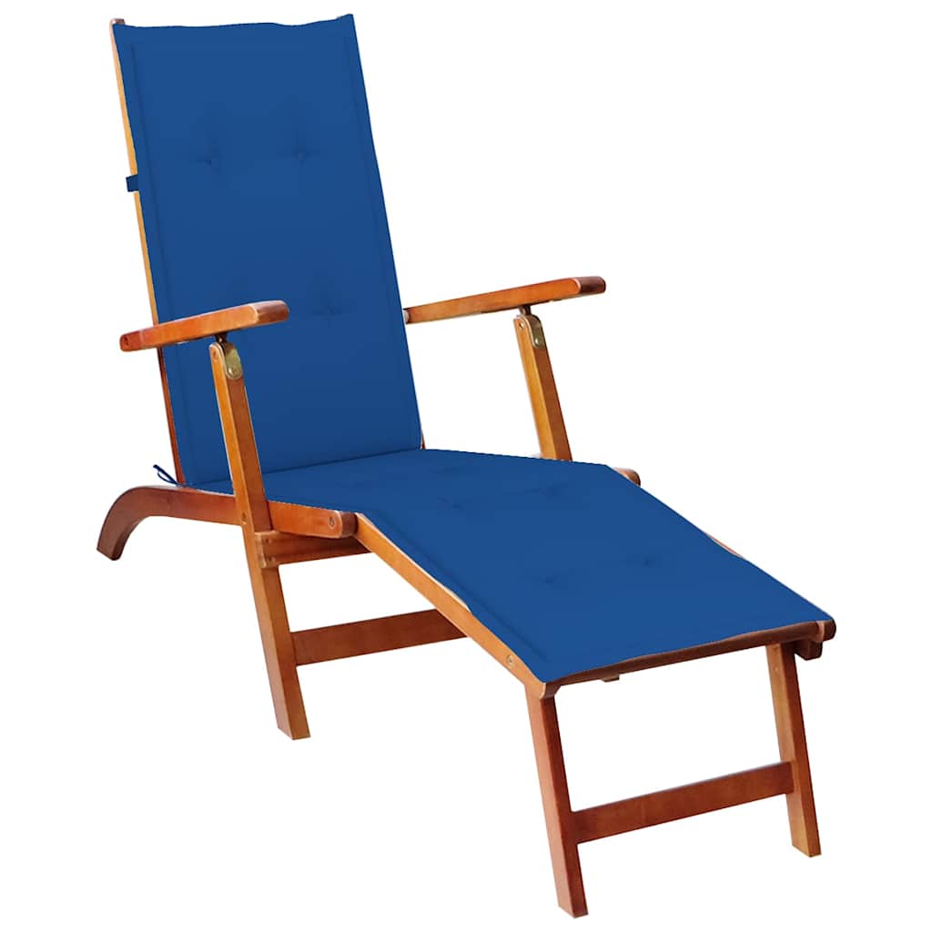 vidaXL Garden Chair with Footrest and Cushion Solid Acacia Wood