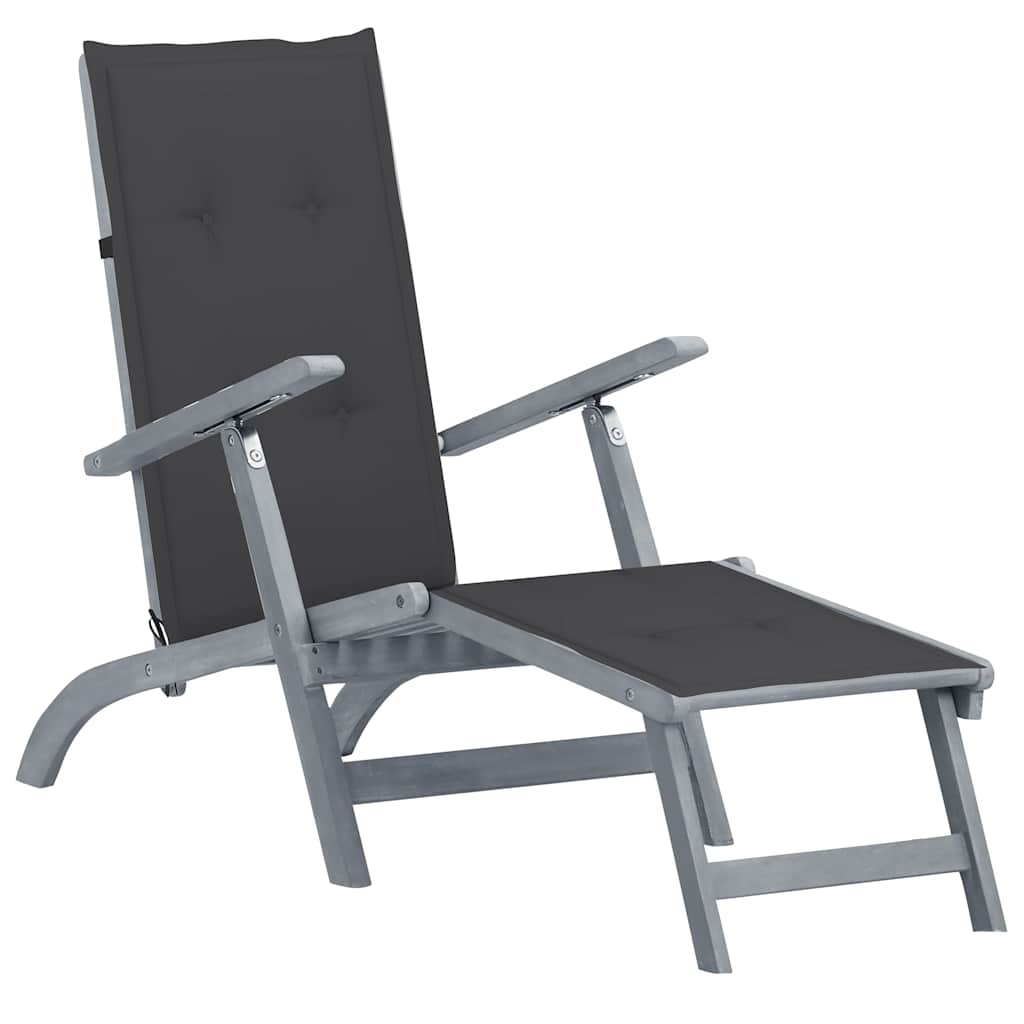 vidaXL Garden Chair with Footrest and Cushion Solid Acacia Wood