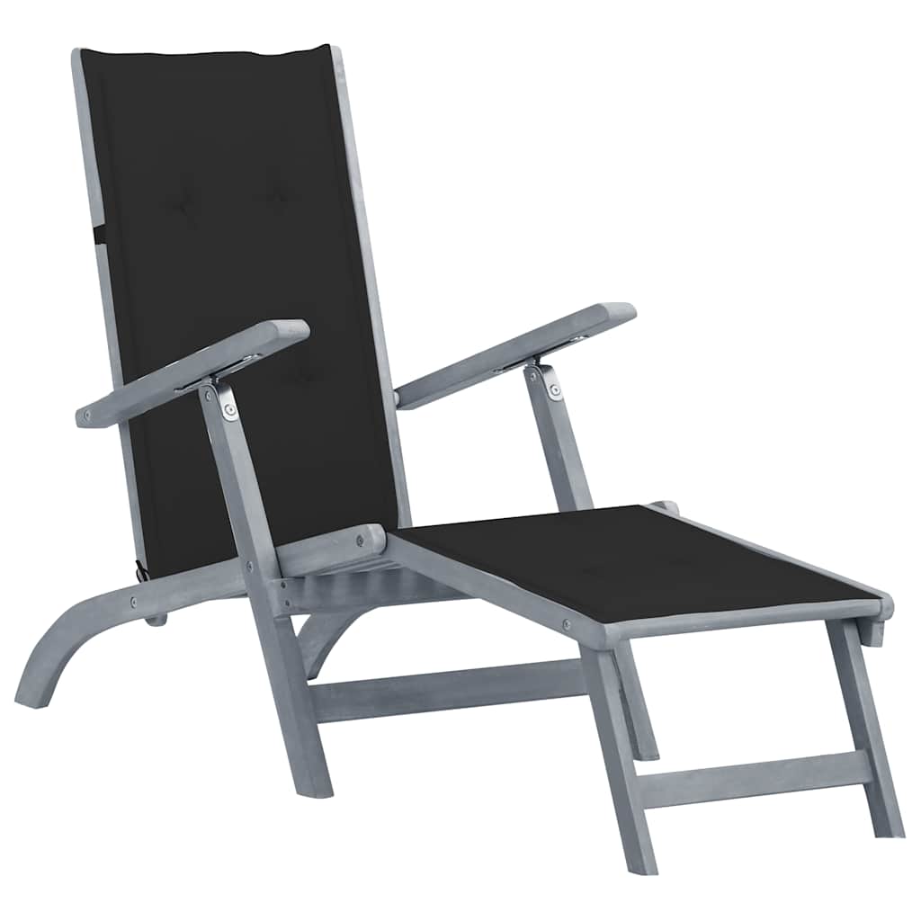 vidaXL Garden Chair with Footrest and Cushion Solid Acacia Wood