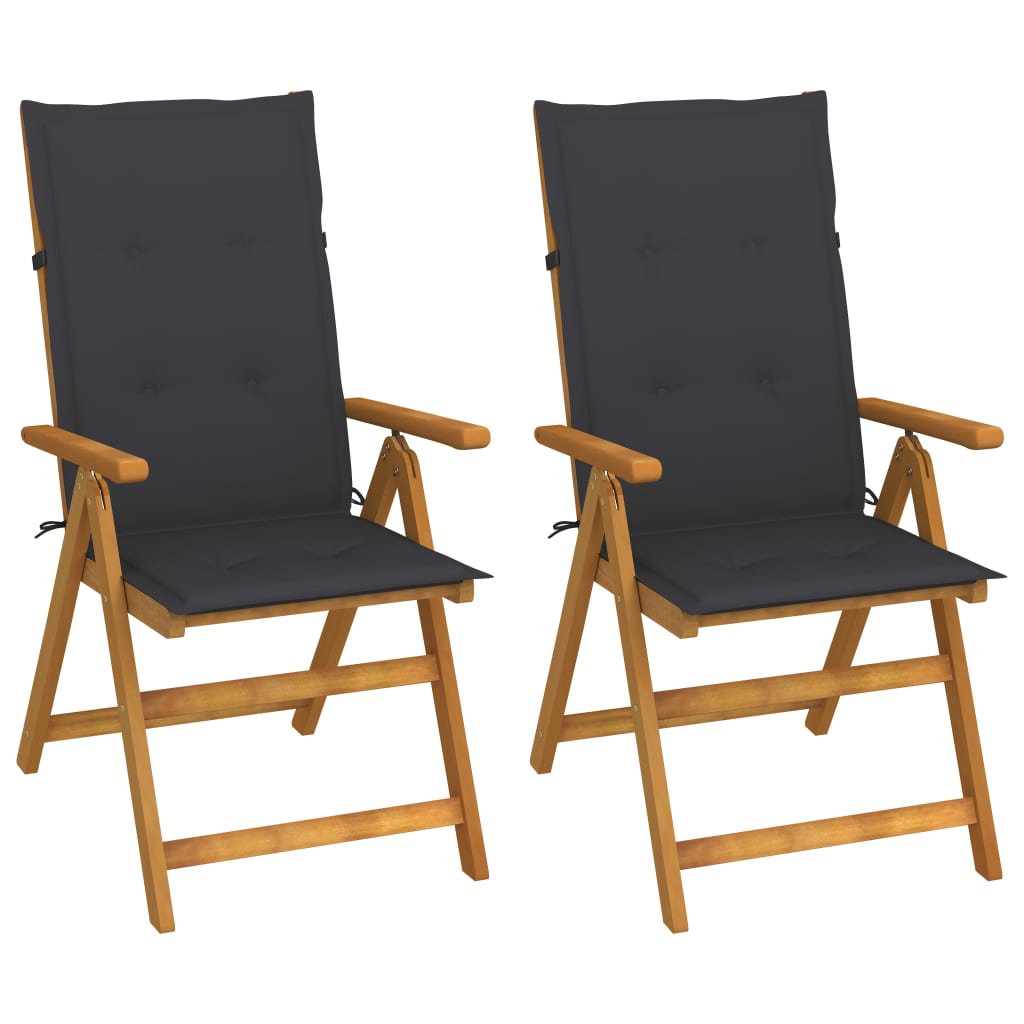 vidaXL Garden Chairs 2 pcs adjustable with cushions solid acacia wood