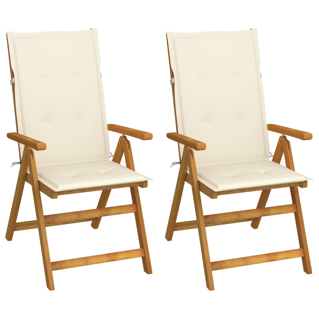 vidaXL Garden Chairs 2 pcs adjustable with cushions solid acacia wood
