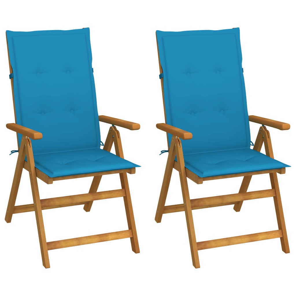 vidaXL Garden Chairs 2 pcs adjustable with cushions solid acacia wood