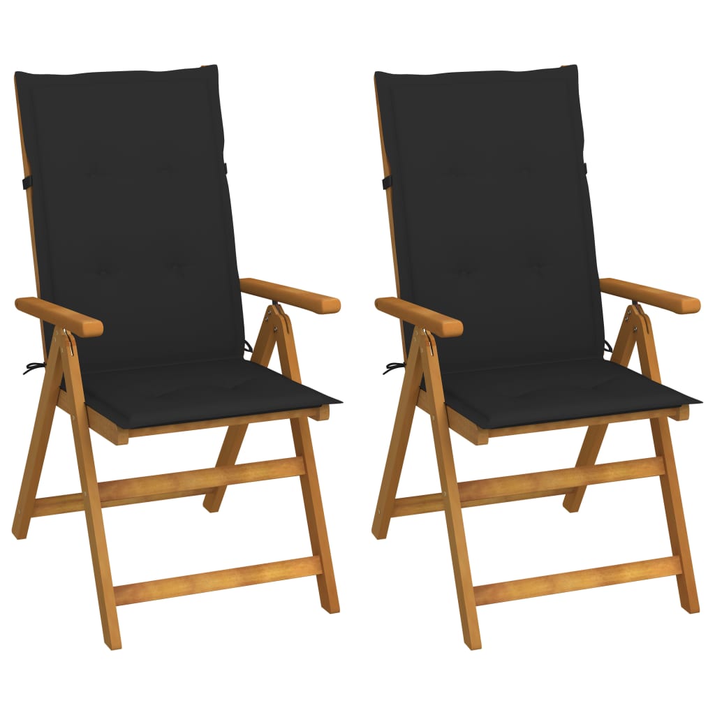 vidaXL Garden Chairs 2 pcs adjustable with cushions solid acacia wood