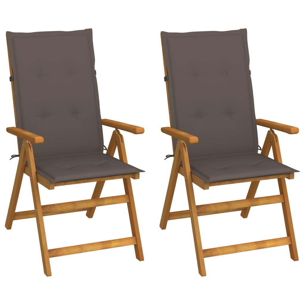 vidaXL Garden Chairs 2 pcs adjustable with cushions solid acacia wood