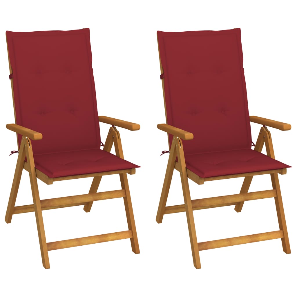 vidaXL Garden Chairs 2 pcs adjustable with cushions solid acacia wood