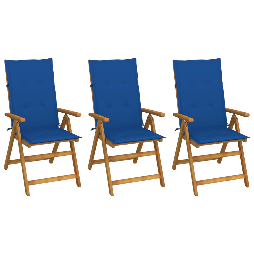 vidaXL Garden Chairs 2 pcs adjustable with cushions solid acacia wood