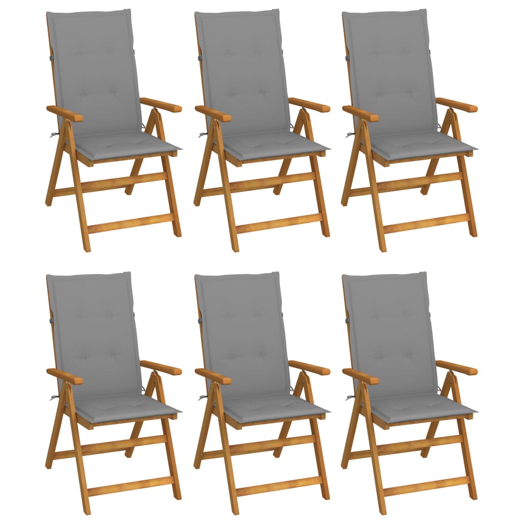 vidaXL Garden Chairs 2 pcs adjustable with cushions solid acacia wood