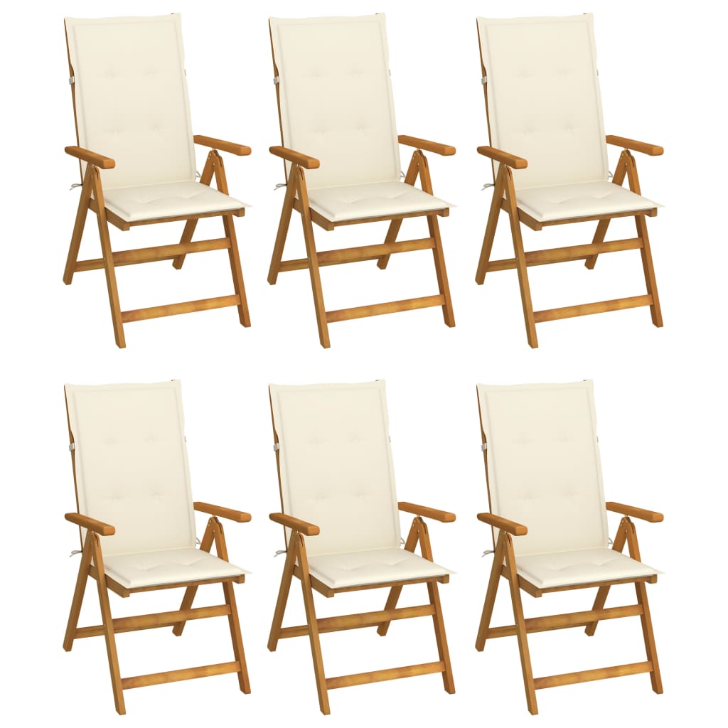 vidaXL Garden Chairs 2 pcs adjustable with cushions solid acacia wood