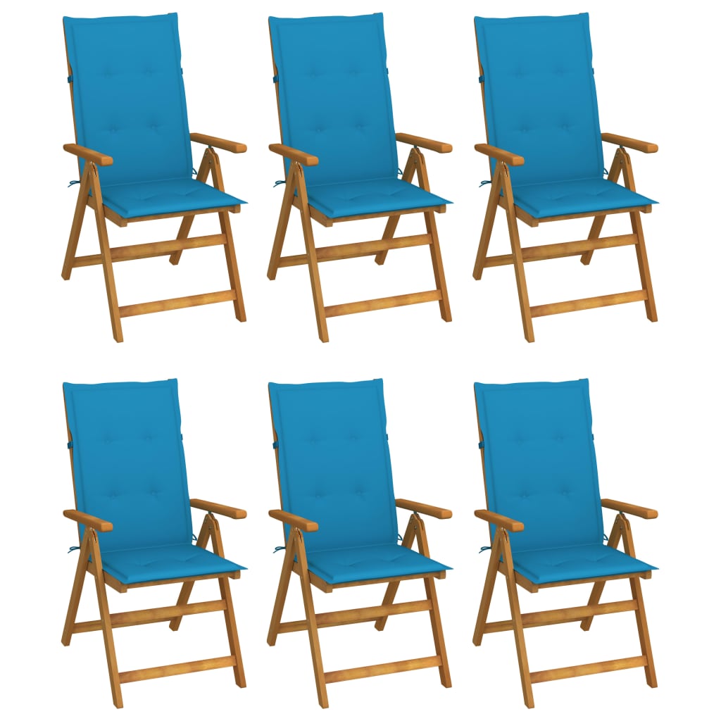 vidaXL Garden Chairs 2 pcs adjustable with cushions solid acacia wood