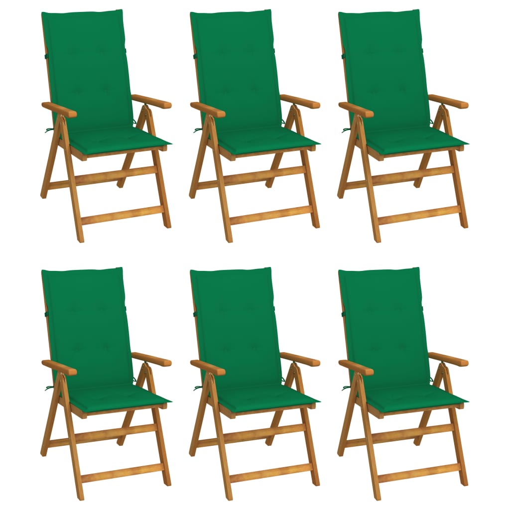 vidaXL Garden Chairs 2 pcs adjustable with cushions solid acacia wood