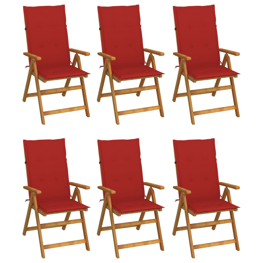 vidaXL Garden Chairs 2 pcs adjustable with cushions solid acacia wood