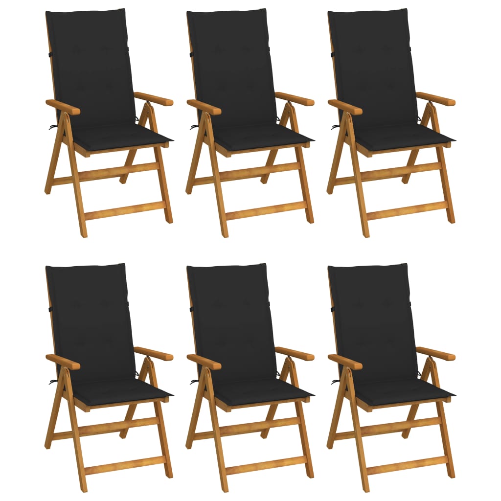 vidaXL Garden Chairs 2 pcs adjustable with cushions solid acacia wood