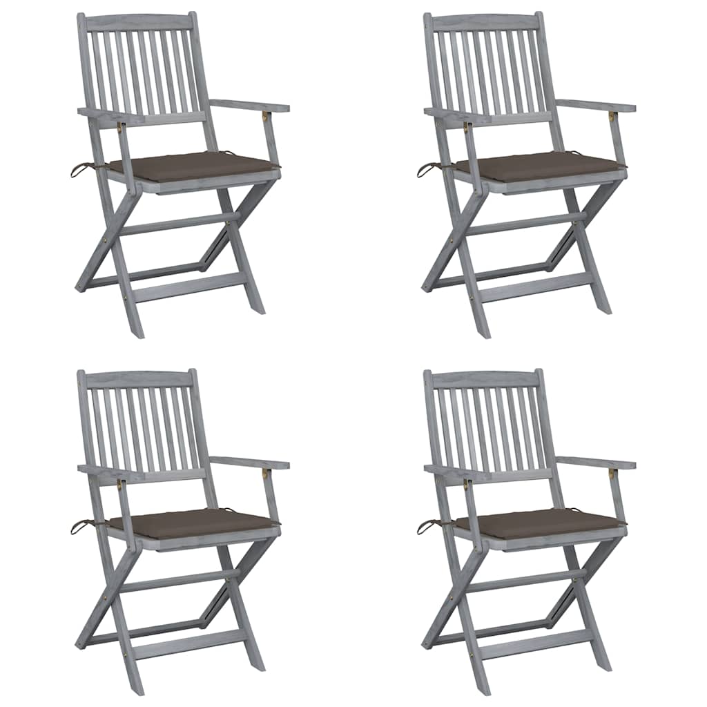 vidaXL Garden Chairs 2 pcs foldable with cushions solid acacia wood