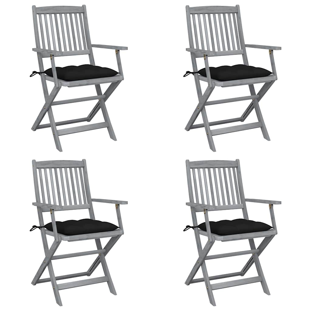 vidaXL Tuinstoelen 2 st inklapbaar met kussens massief acaciahout