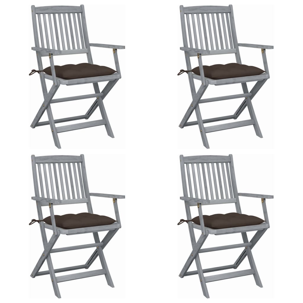 vidaXL Tuinstoelen 2 st inklapbaar met kussens massief acaciahout