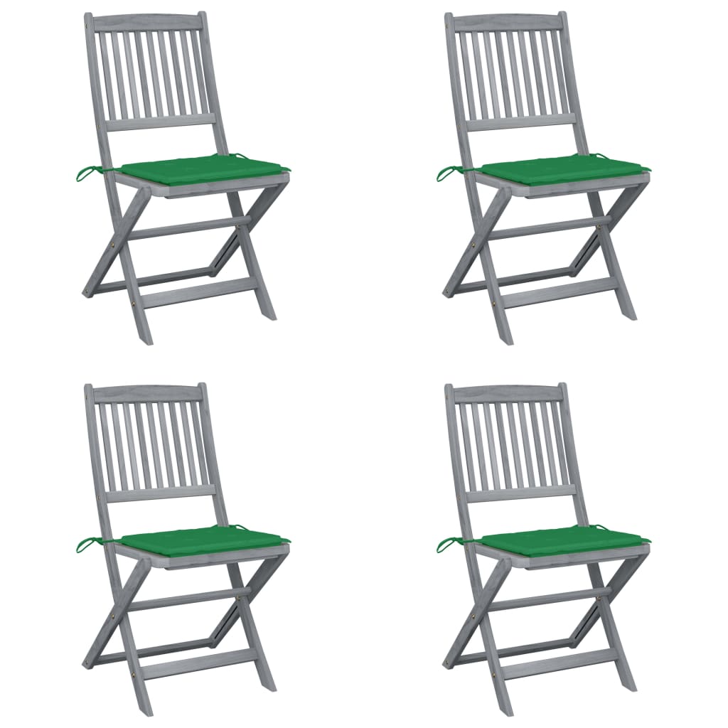 vidaXL Garden Chairs 2 pcs foldable with cushions solid acacia wood