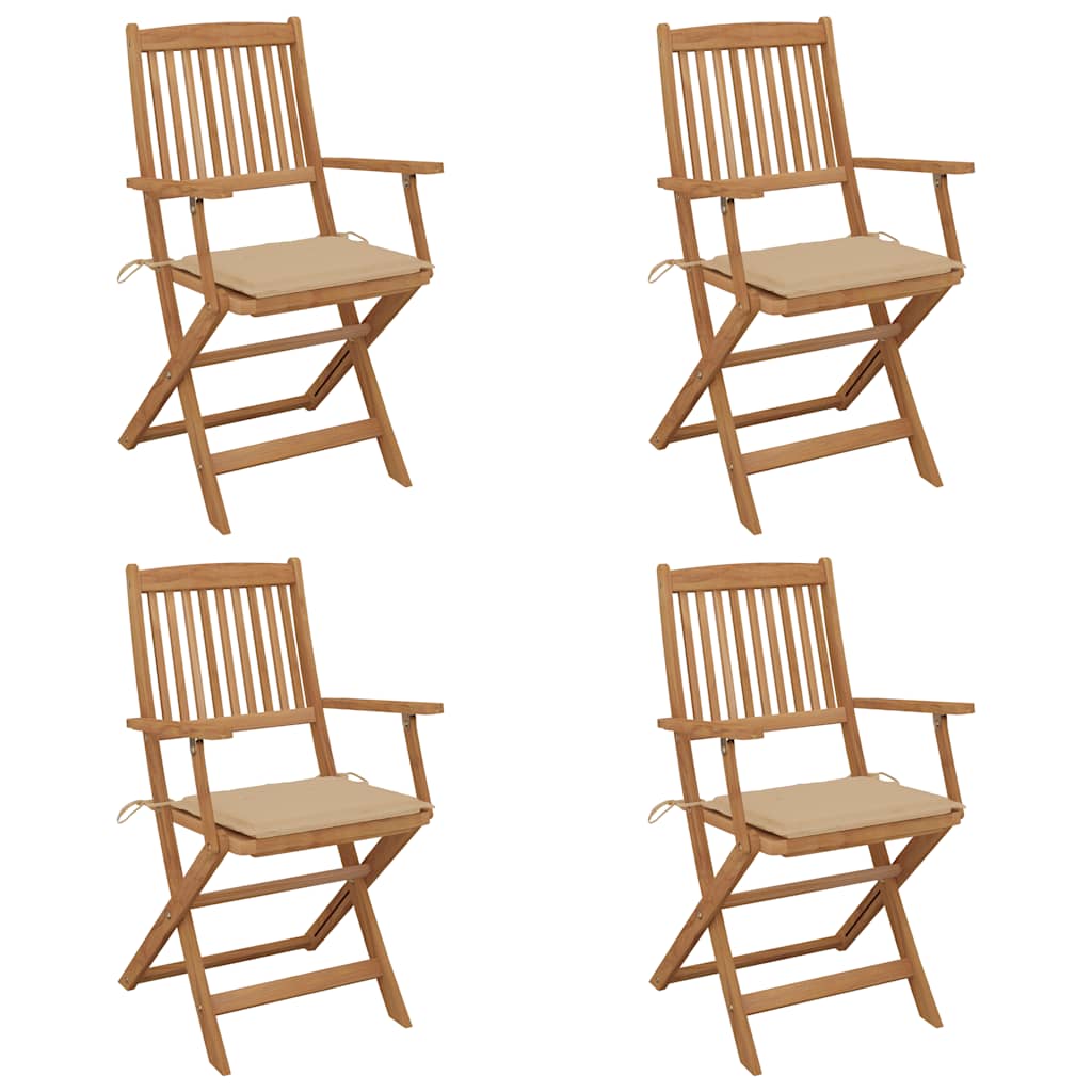 vidaXL Garden Chairs 2 pcs foldable with cushions solid acacia wood
