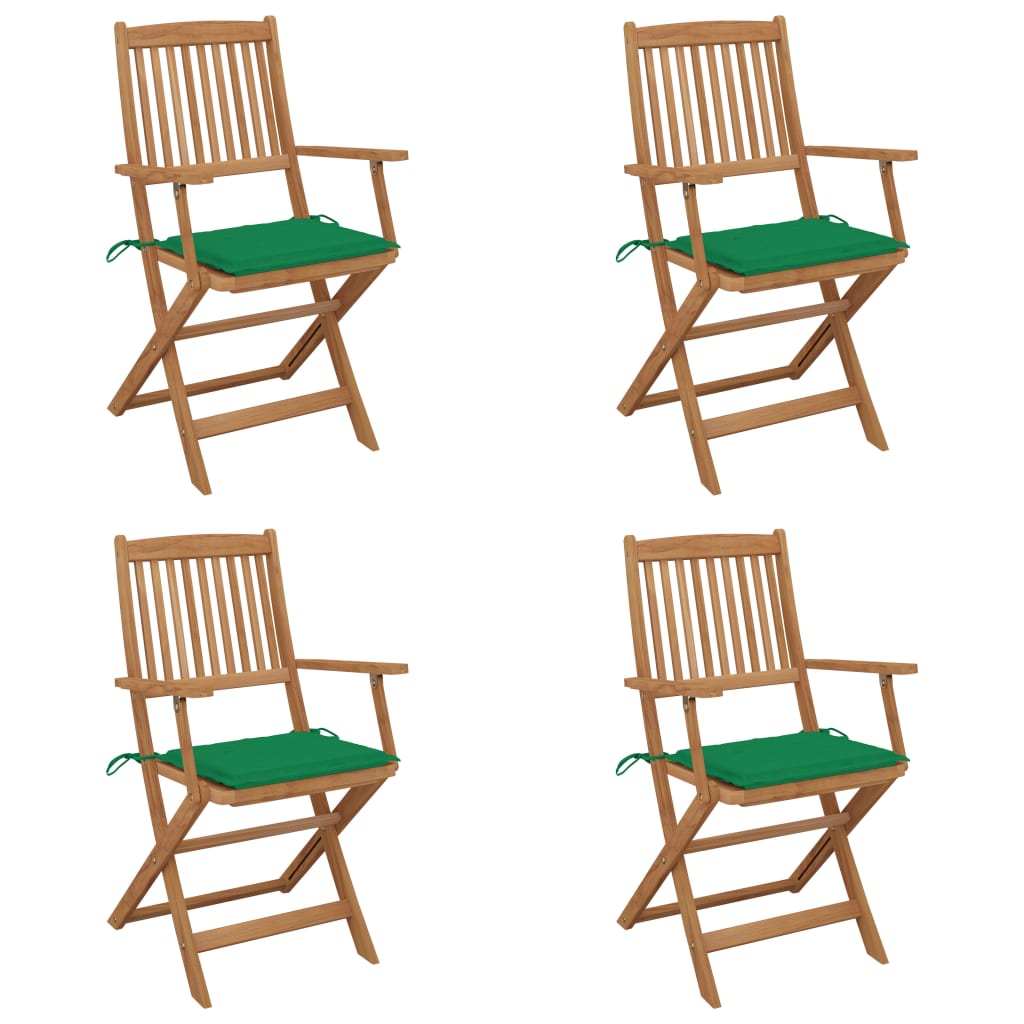 vidaXL Garden Chairs 2 pcs foldable with cushions solid acacia wood