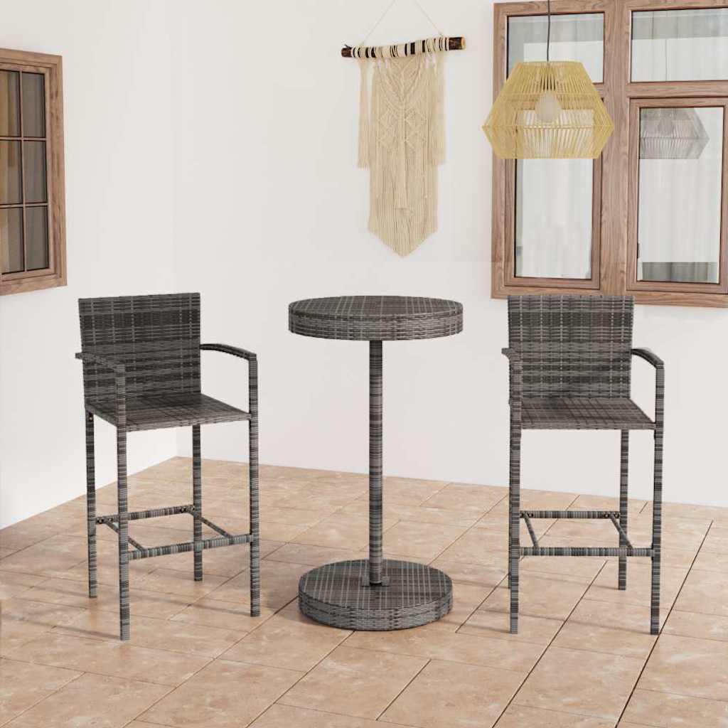 vidaXL 3-delige Tuinbarset poly rattan bruin