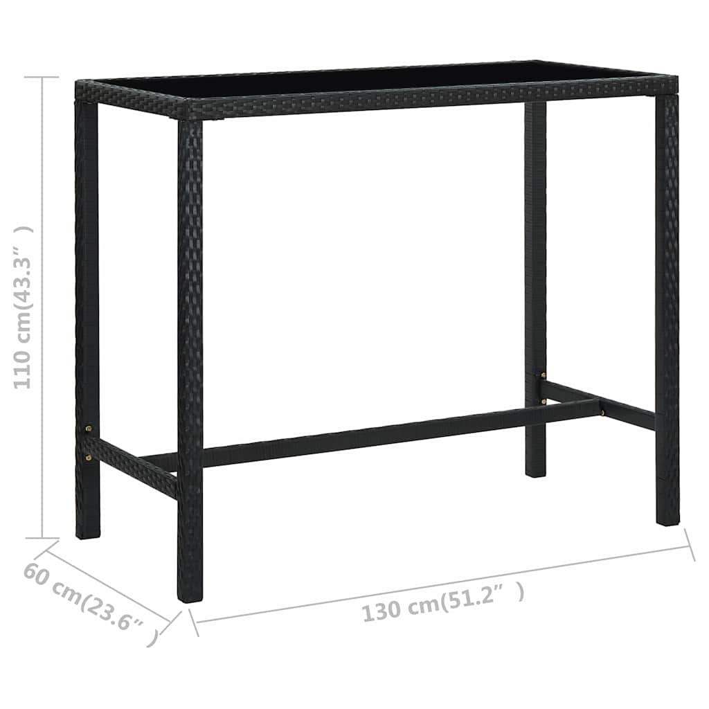 vidaXL 3-delige Tuinbarset met kussens poly rattan zwart
