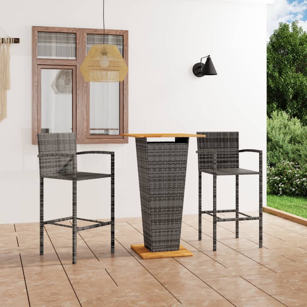 vidaXL 3-Piece Garden Bar Set Grey