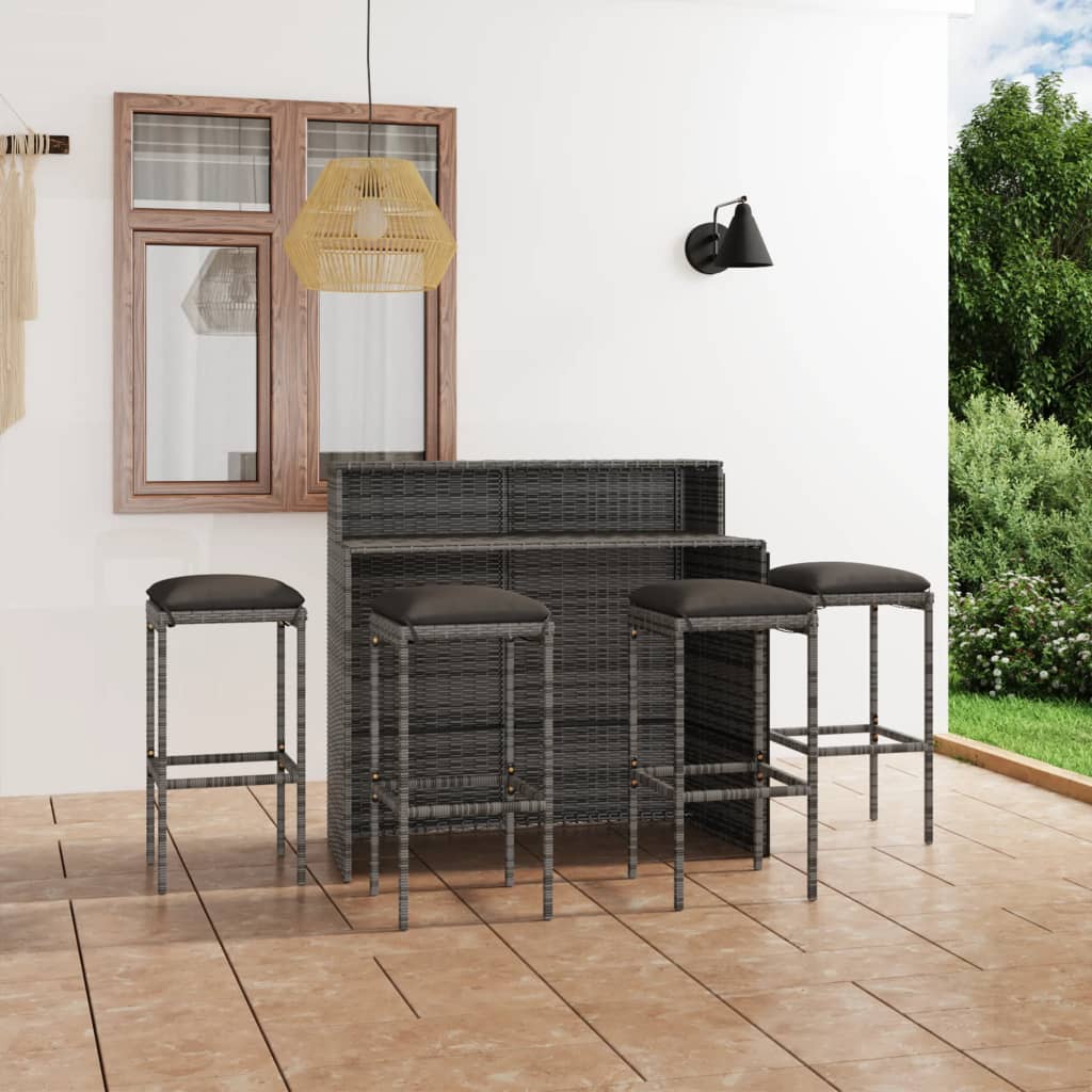 vidaXL 3-delige Tuinbarset met kussens bruin