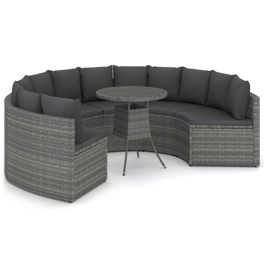 vidaXL 7-delige Loungeset met kussens poly rattan zwart