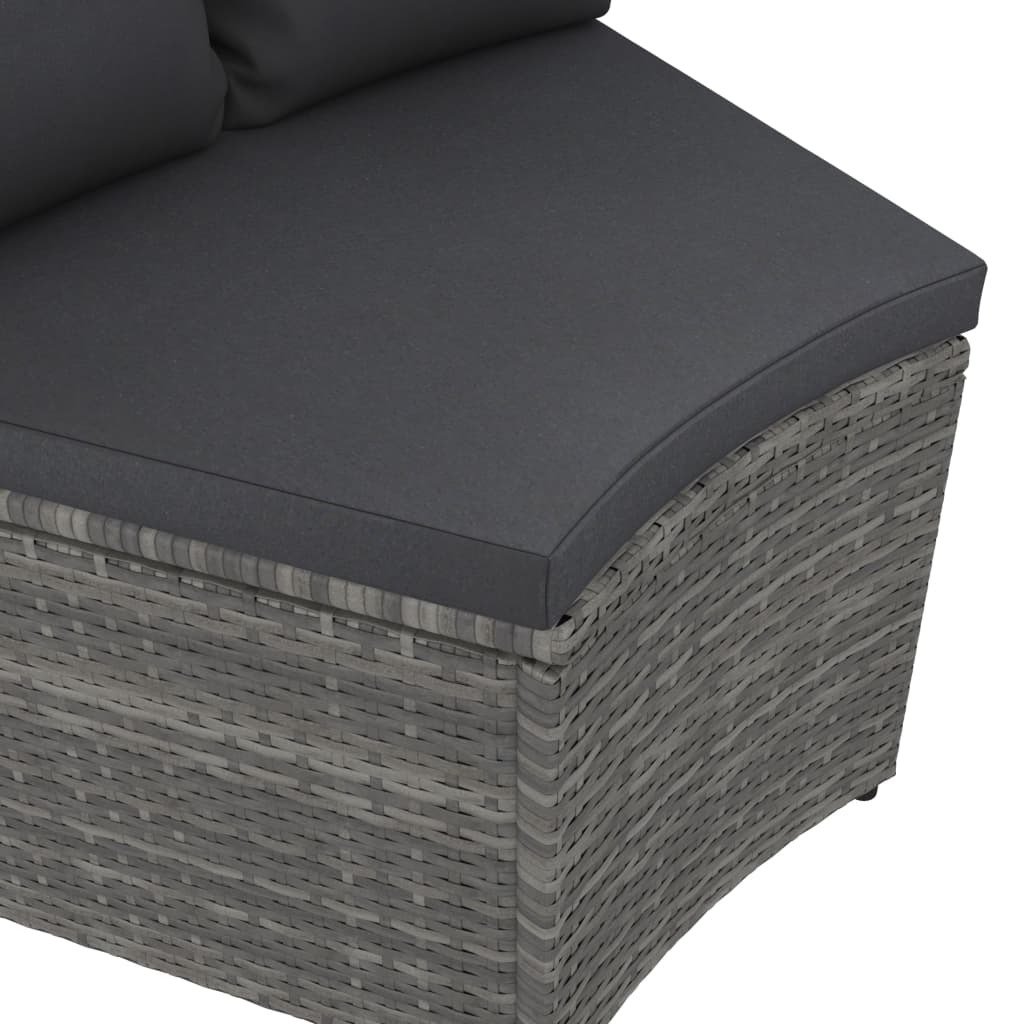 vidaXL 7-delige Loungeset met kussens poly rattan zwart