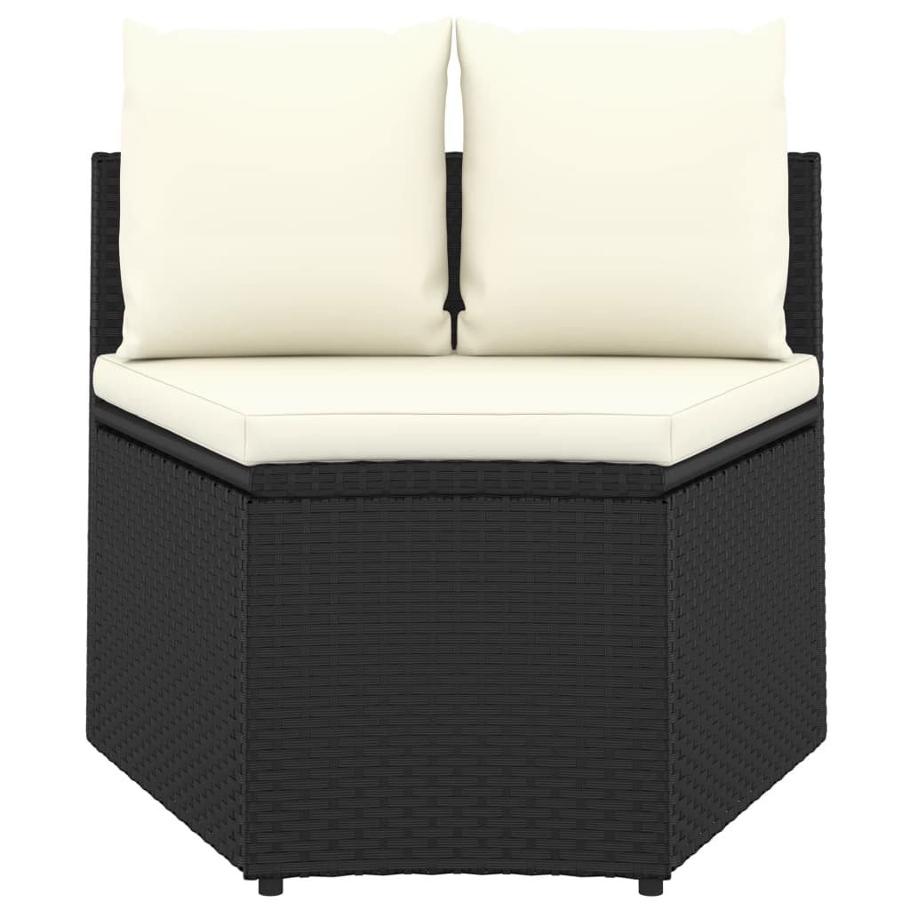 vidaXL 6-delige Loungeset met kussens poly rattan zwart