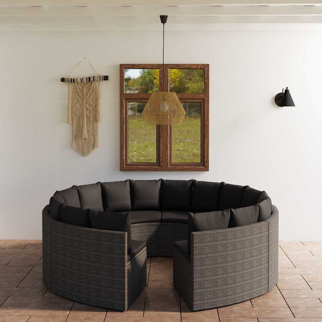 vidaXL 6-delige Loungeset met kussens poly rattan zwart