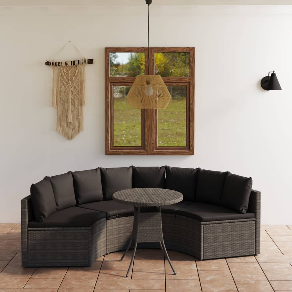 vidaXL 7-delige Loungeset met kussens poly rattan zwart