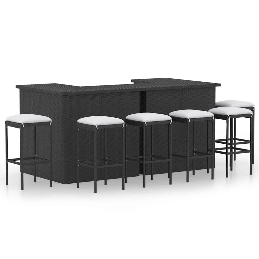 vidaXL 4-delige Tuinbarset met kussens poly rattan bruin