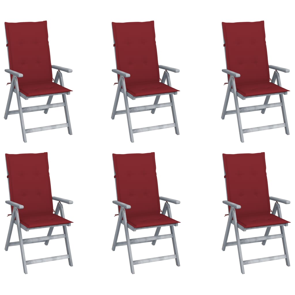 vidaXL Garden Chairs 2 pcs adjustable with cushions solid acacia wood
