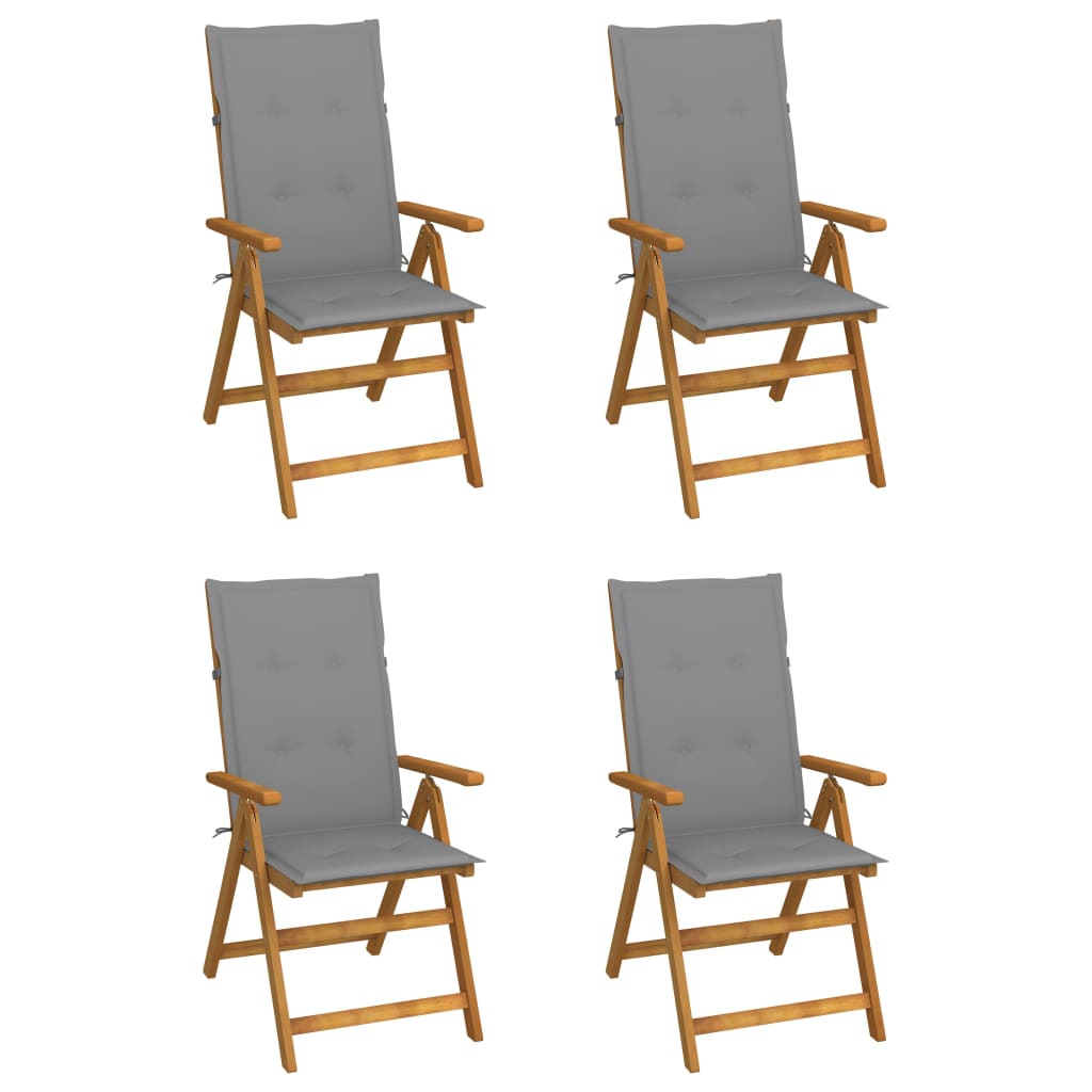 vidaXL Garden Chairs 2 pcs adjustable with cushions solid acacia wood