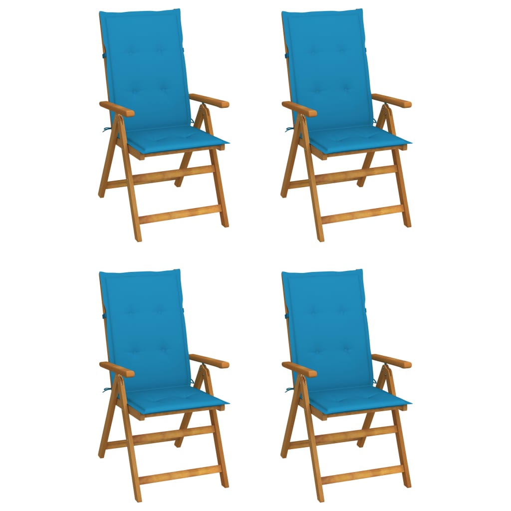 vidaXL Garden Chairs 2 pcs adjustable with cushions solid acacia wood