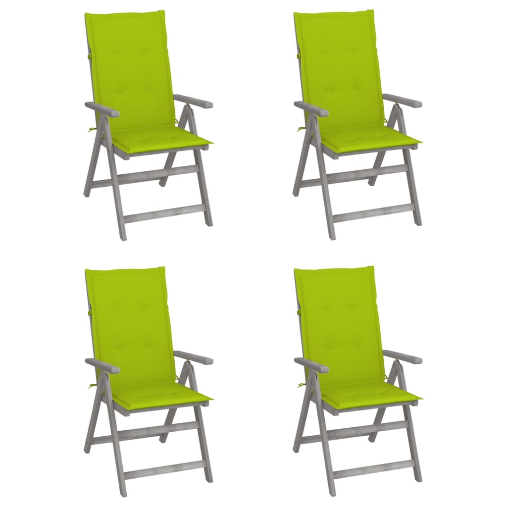 vidaXL Garden Chairs 2 pcs adjustable with cushions solid acacia wood