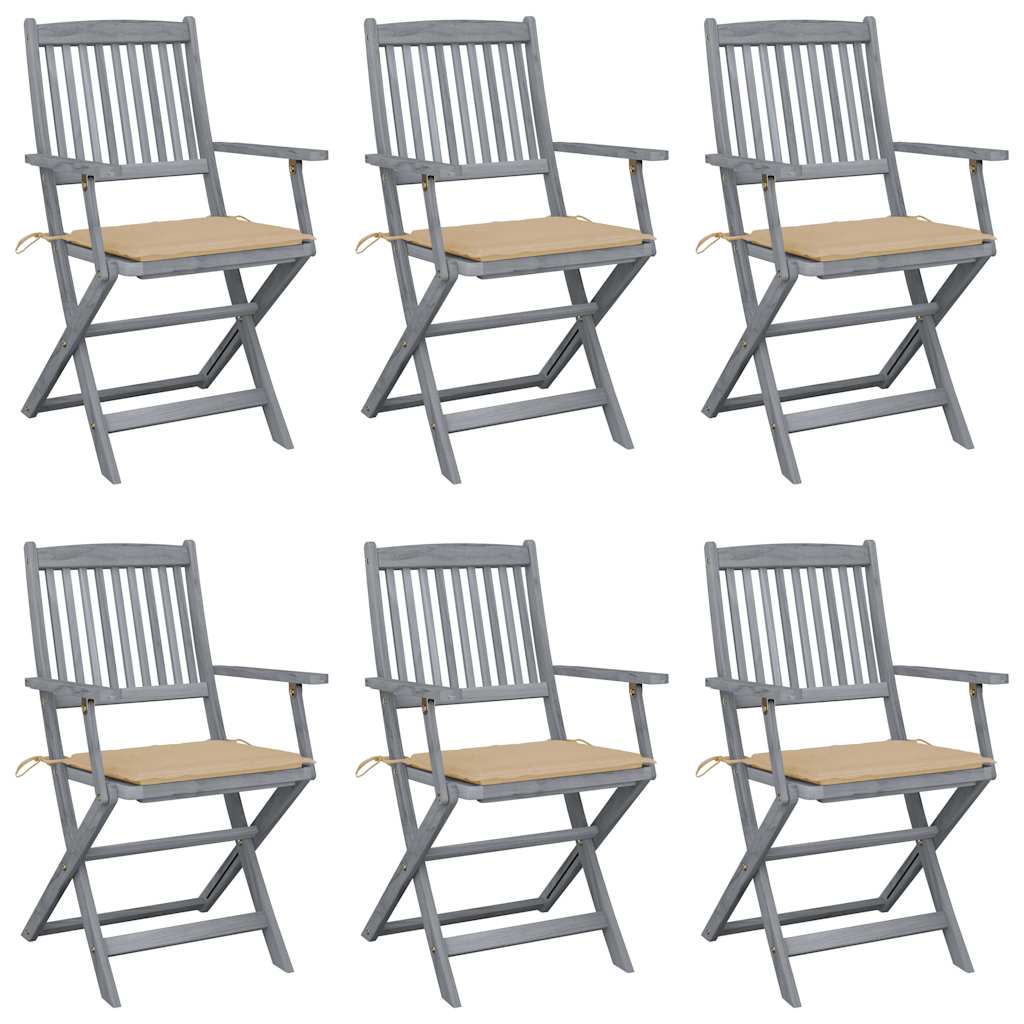 vidaXL Garden Chairs 2 pcs foldable with cushions solid acacia wood