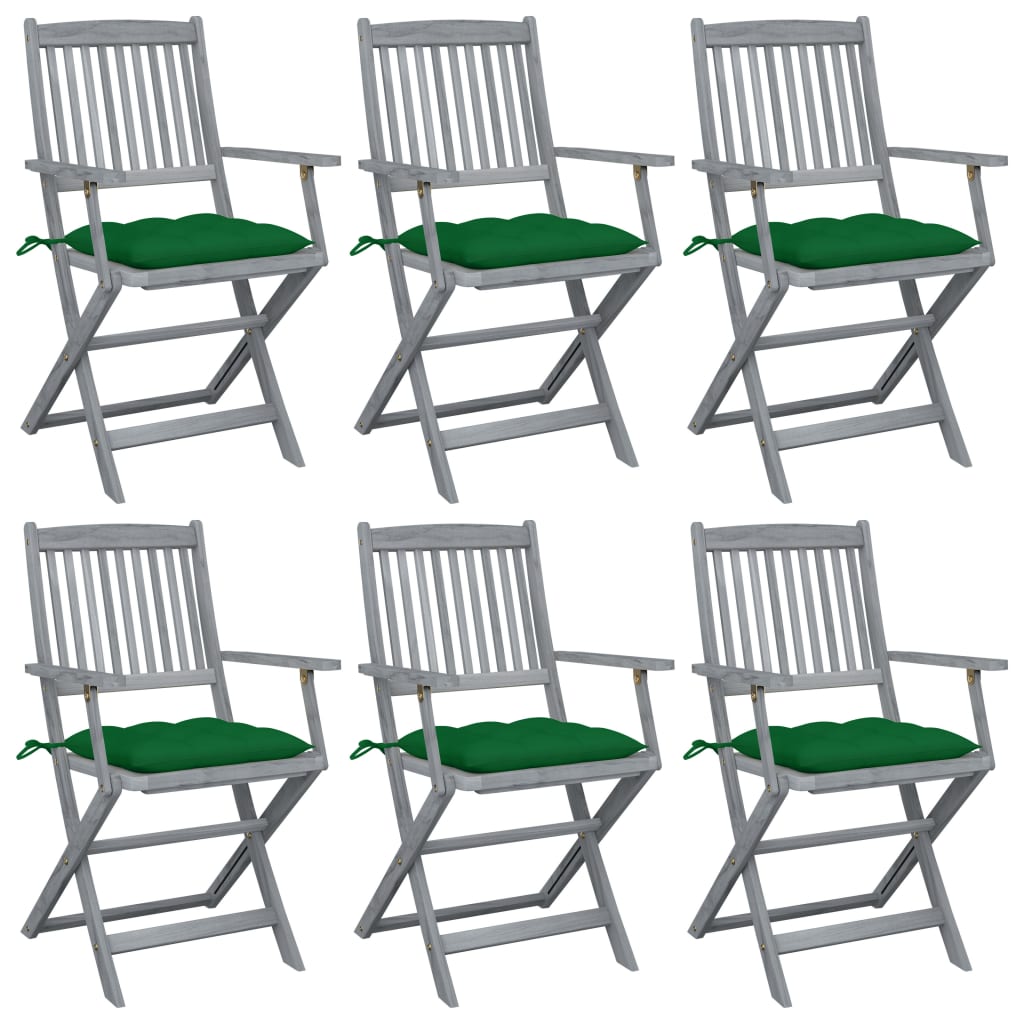 vidaXL Tuinstoelen 2 st inklapbaar met kussens massief acaciahout
