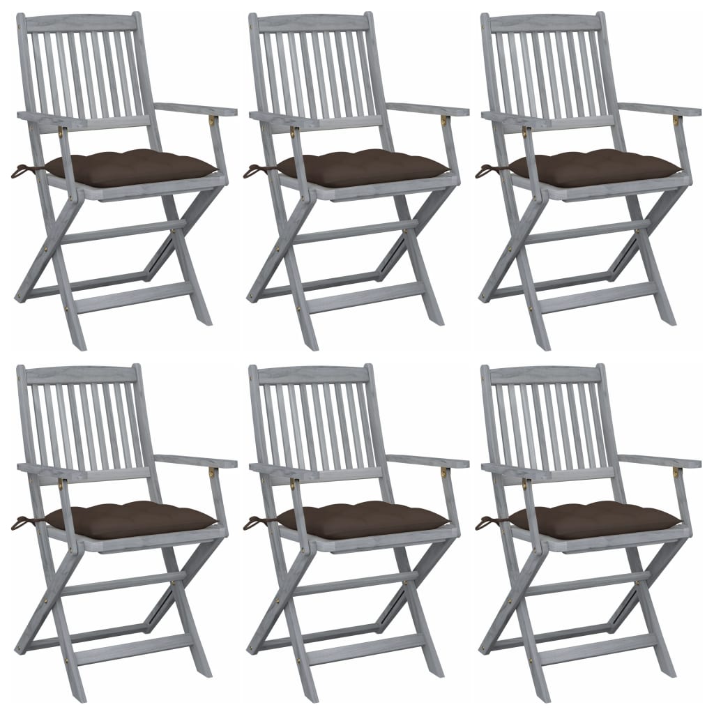 vidaXL Tuinstoelen 2 st inklapbaar met kussens massief acaciahout