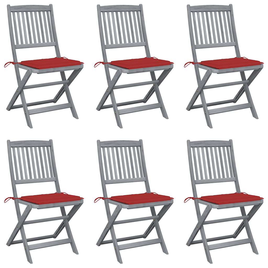 vidaXL Garden Chairs 2 pcs foldable with cushions solid acacia wood