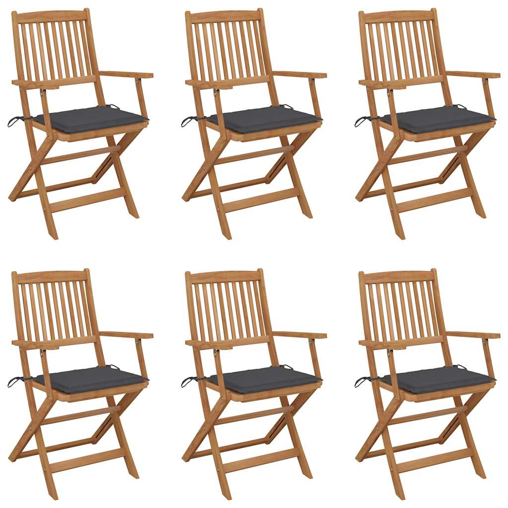 vidaXL Garden Chairs 2 pcs foldable with cushions solid acacia wood