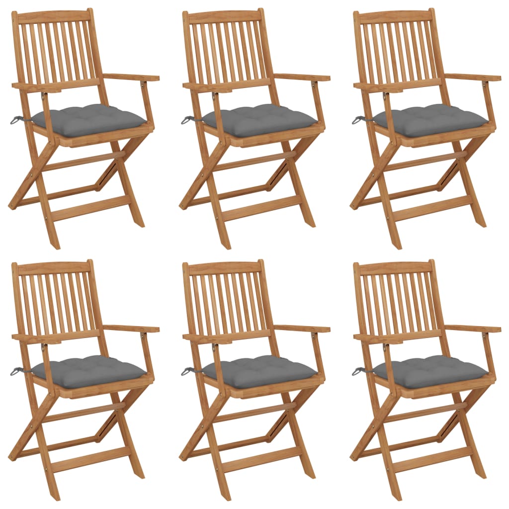 vidaXL Tuinstoelen 2 st inklapbaar met kussens massief acaciahout