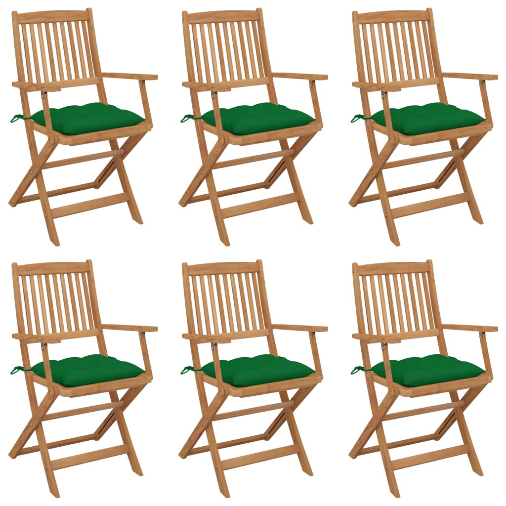 vidaXL Tuinstoelen 2 st inklapbaar met kussens massief acaciahout
