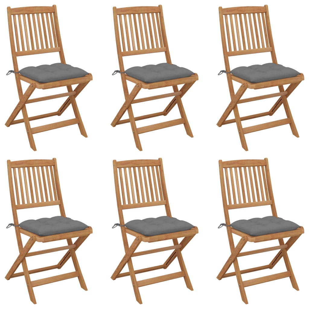 vidaXL Tuinstoelen 2 st inklapbaar met kussens massief acaciahout