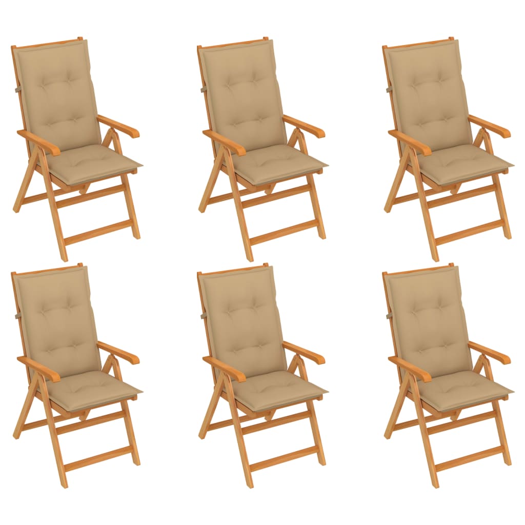 vidaXL Tuinstoelen 6 st met antracietkleurige kussens massief teakhout