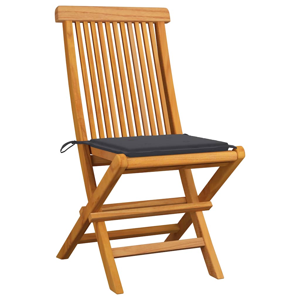 vidaXL Tuinstoelen 2 st met antracietkleurige kussens massief teakhout