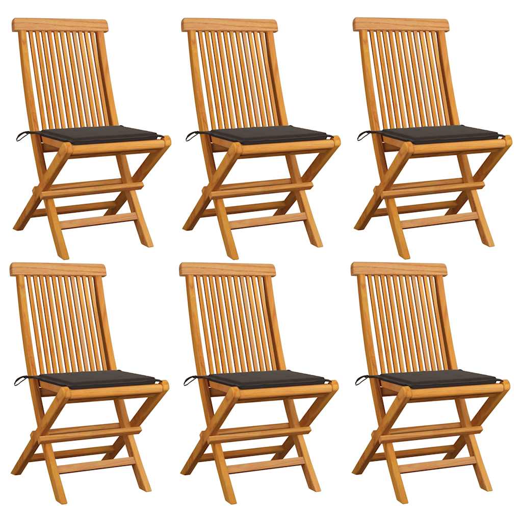vidaXL Tuinstoelen 2 st met antracietkleurige kussens massief teakhout